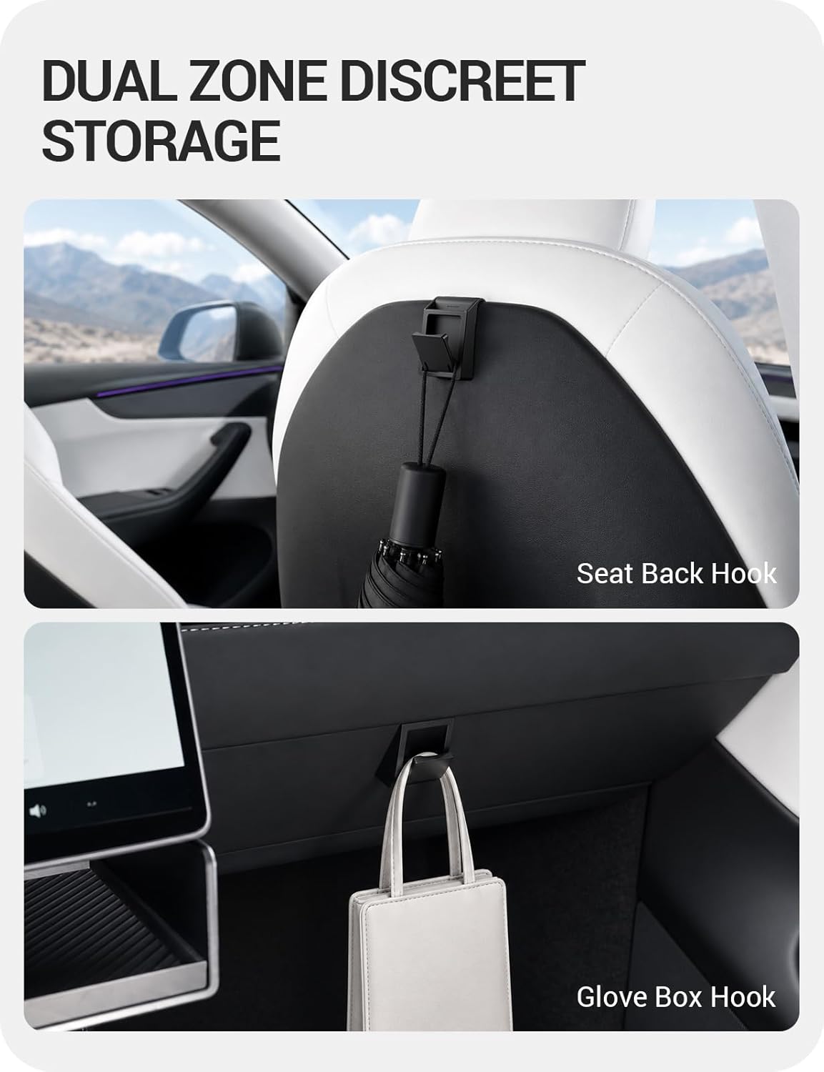 BASENOR Foldable Hook for 2026 Tesla Model Y Juniper/Model 3 Highland