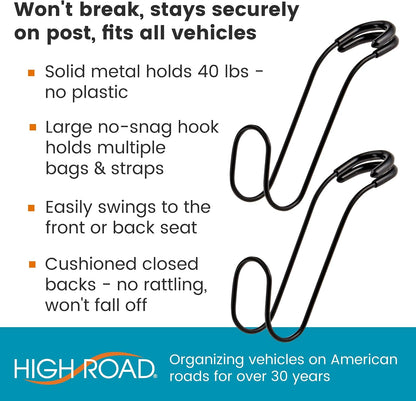 Heavy Duty No-Slip Unbreakable Metal Car Hooks for Purses, Bags and Hats