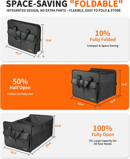 SIBOFUEGO Sturdy Car Trunk Organizer - Firm Inner Panels, Foldable Storage