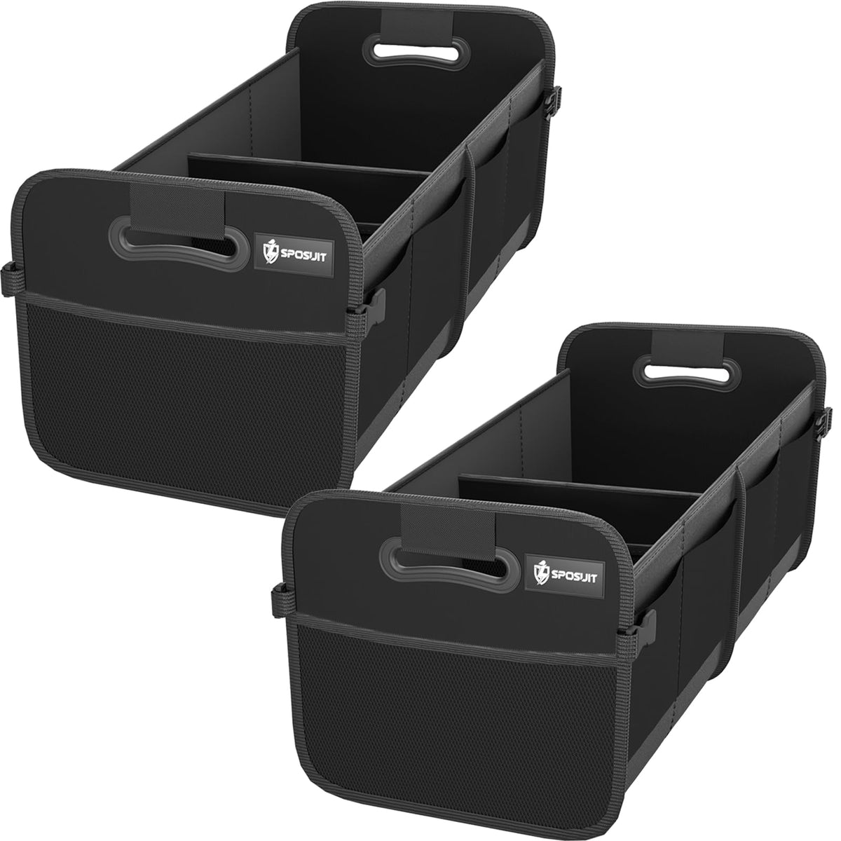 Sposuit Trunk Organizer for Car - Split Car Storage Organizer, Black, 2 Pcs