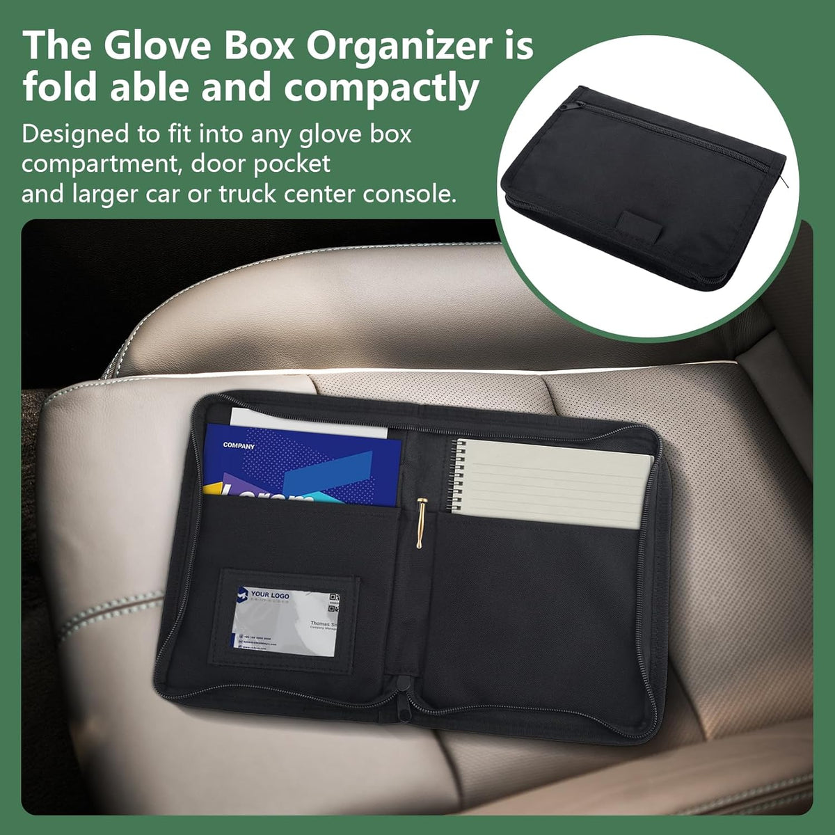 Car Registration & Insurance Holder, Glove Box Compartment Organizer Bag