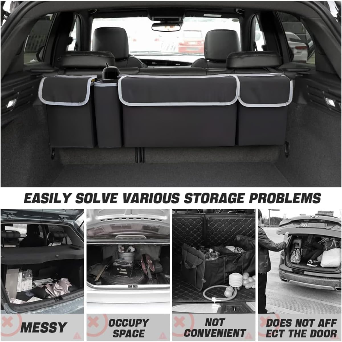 AUCELI Car Trunk Organizer, Hanging Backseat Storage Bag, Black