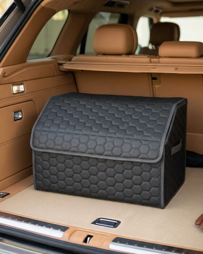 Owleys Trunk Organizer for Car, Lid, PU Leather, 21.6in 50L, 1pc, Black