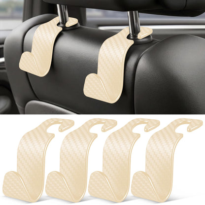 SINGARO 4 Pack Car Seat Headrest Hooks, Vehicle Back Seat Hanger Storage Organizer for Purse Handbag Backpack Coat Grocery, 360° Rotating Heavy Duty Holds 44lbs, Black