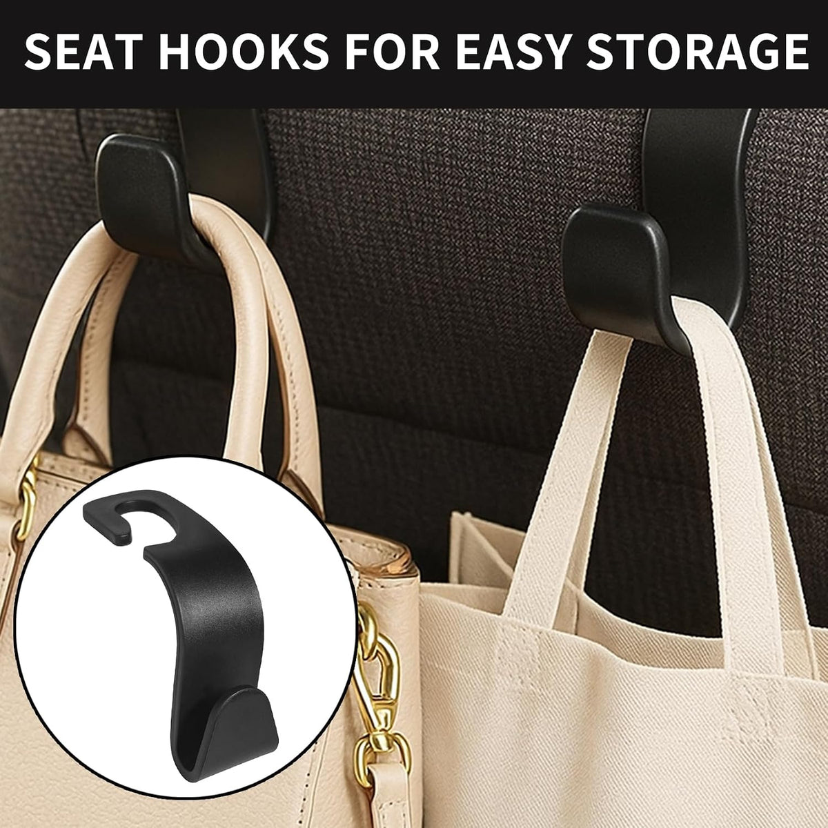 6 Pcs Hooks for Car Seat Headrest Hook, Car Back Seat Headrest Hooks Storage for Automotive Vehicle Cars Accessories Purses Grocery Bags Handbag Coat Umbrella Hanger Holder Organizer