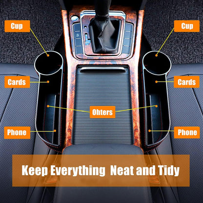 Car Seat Gap Filler Organizer Between Front seat car Organizer and Storage Box, Auto Premium PU Leather Console with Cup Holder, Car Pocket for Interior Essentials (for Driver Side)
