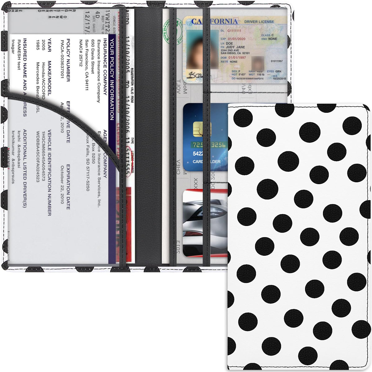 LumiMokki Premium Car Registration & Insurance Card Holder, Black