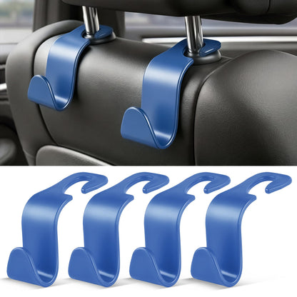 SINGARO 4 Pack Car Seat Headrest Hooks, Vehicle Back Seat Hanger Storage Organizer for Purse Handbag Backpack Coat Grocery, 360° Rotating Heavy Duty Holds 44lbs, Black