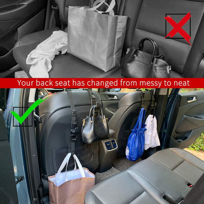 4-Pack Headrest Hooks for Car Universal Interior Auto Vehicle Back Front Seat Hanger Holder Organizer for Handbags Purses Coats and Grocery Bags