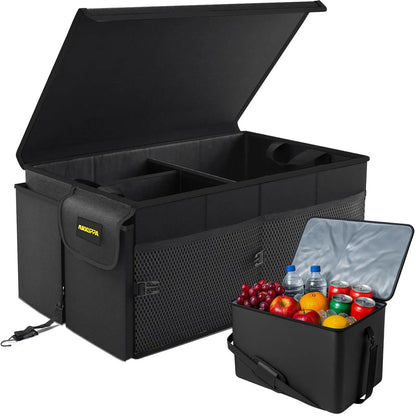 MIKKUPPA Trunk Organizer with Lid - 95L Collapsible Car Organizer, Black