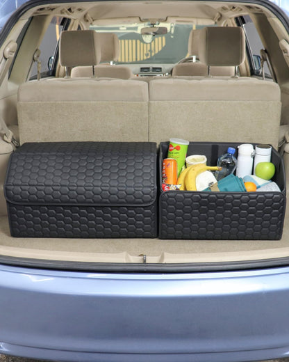 Owleys Trunk Organizer for Car, Lid, PU Leather, 21.6in 50L, 1pc, Black
