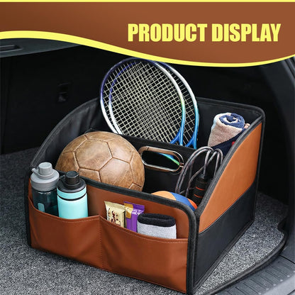 Car Seat Organizer, Foldable Leather Auto Storage Box