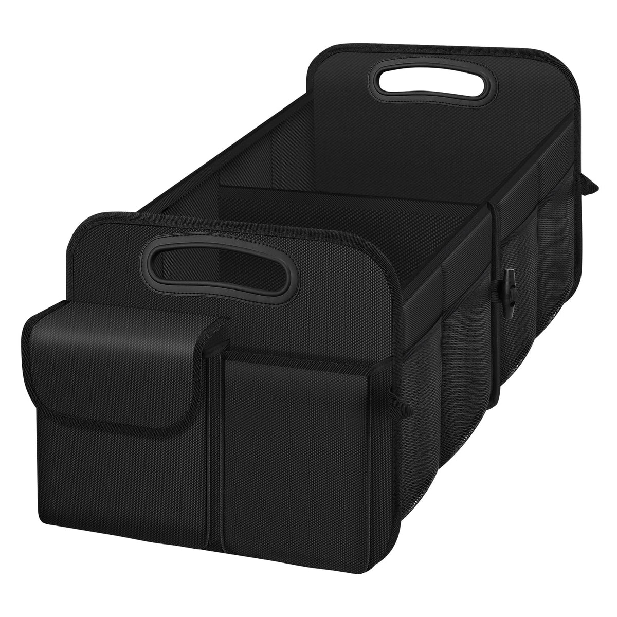 Trunk Organizer, Collapsible Waterproof car Trunk Organizer for SUVs & Sedans, Car Storage Organizers with Reinforced Handles, Car Accessories for Women and Men, 2 Compartments, 52L, Black