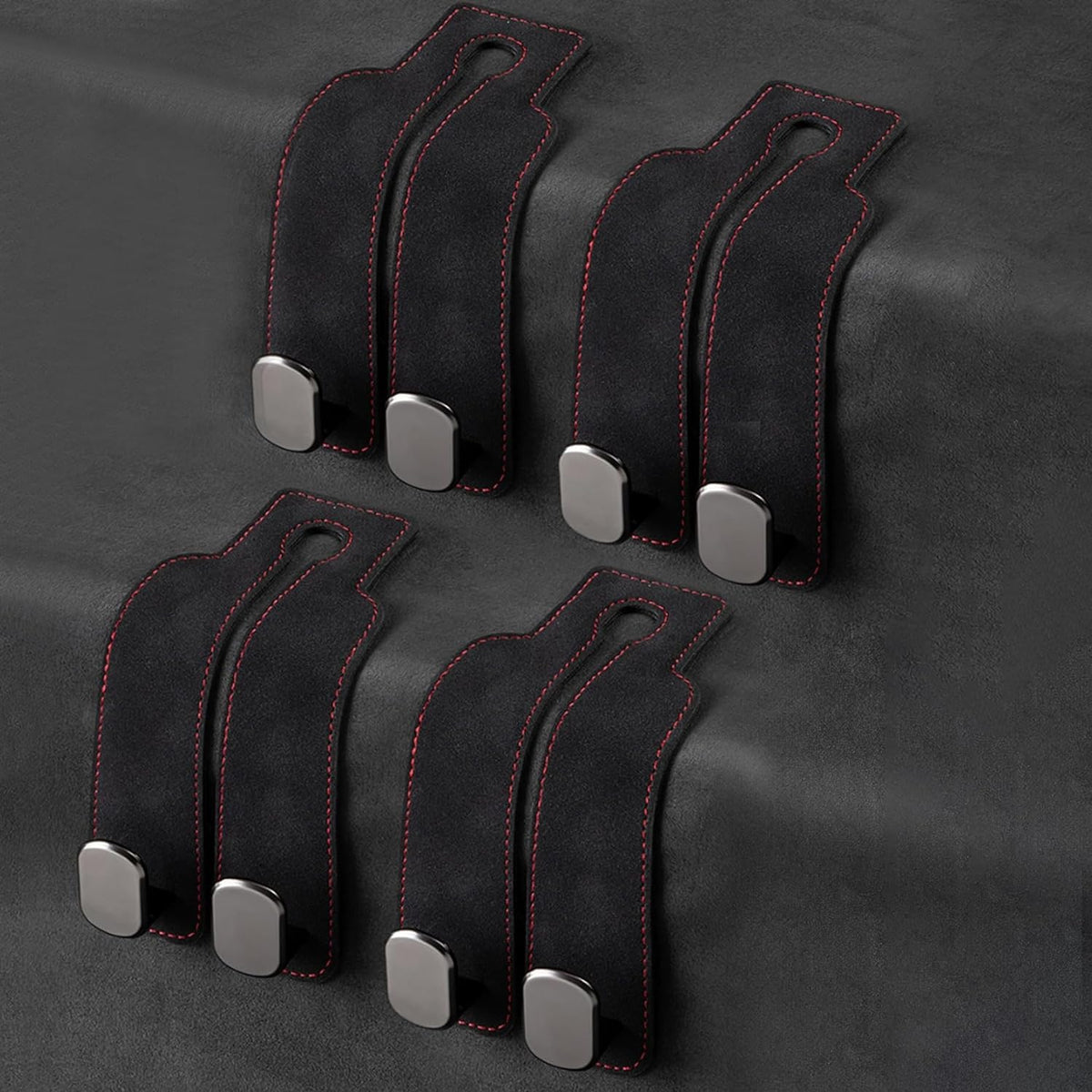 2 Pack Black Leather Car Headrest Hooks Purse Bag Storage Holders for Car Seats