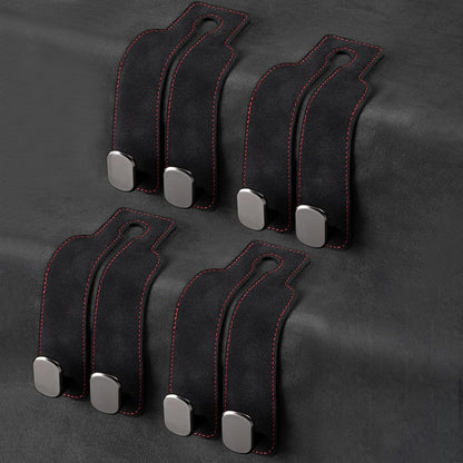 2 Pack Black Leather Car Headrest Hooks Purse Bag Storage Holders for Car Seats