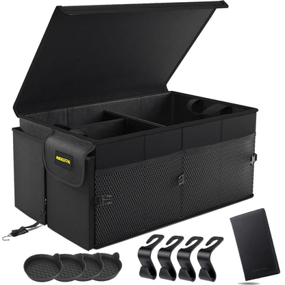 MIKKUPPA Trunk Organizer with Lid - 95L Collapsible Car Organizer, Black