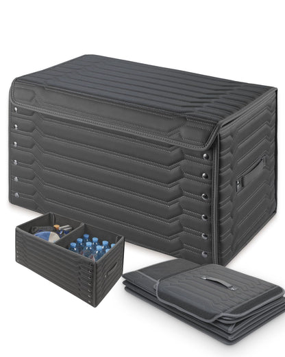 Owleys Trunk Organizer for Car, Lid, PU Leather, 21.6in 50L, 1pc, Black
