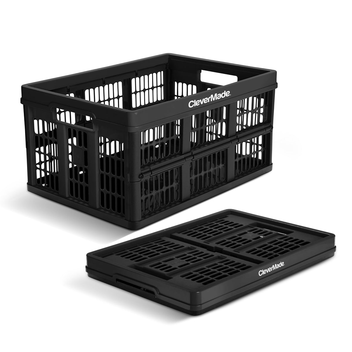 CleverMade Collapsible Utility Crate For Storage, 45L 1 Pack, Obsidian