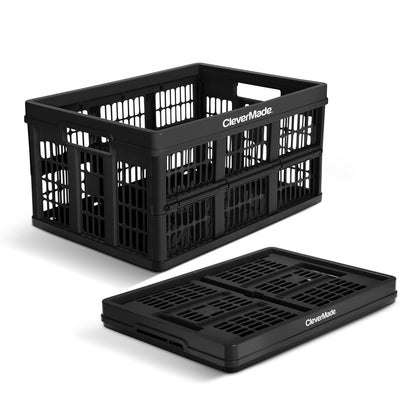 CleverMade Collapsible Utility Crate For Storage, 45L 1 Pack, Obsidian