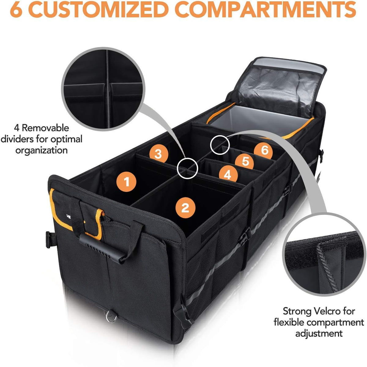 HEYTRIP Large Trunk Organizer with Built-in Leakproof Cooler Bag, Black
