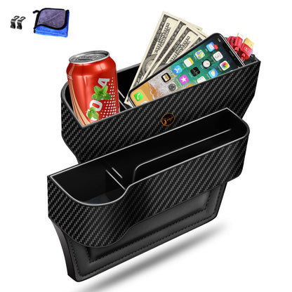 Car Seat Gap Filler Organizer, 2 Pack Multifunctional Car Seat Organizer, Auto Console Side Storage Box with Cup Holders 2 Seat Hooks for Drink, Car Organizer Front Seat for Holding Phone, Sunglasses