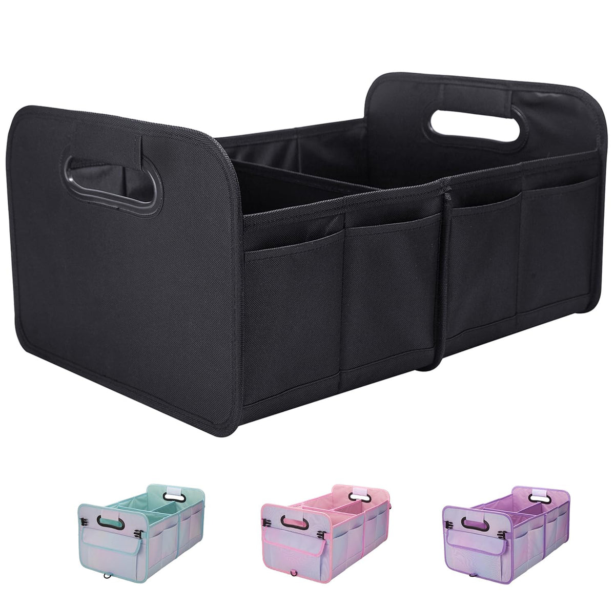 titiyiof Trunk Organizer For Suv & Sedan,Car Organizers and Storage, Waterproof Collapsible & Adjustable Straps,70L Sturdy Car Organization for Car Accessories, Tools,Sundries,2-3Compartment（Orange