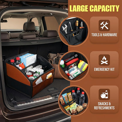 Car Seat Organizer, Foldable Leather Auto Storage Box