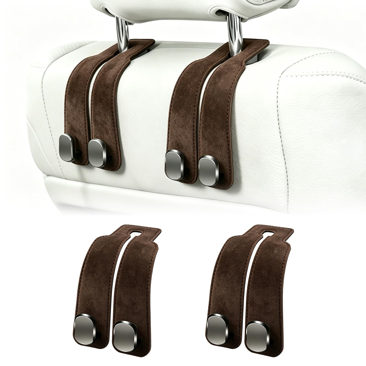 Amelity Car Headrest Hooks, Purse Hook for Car 2 Pack Gray