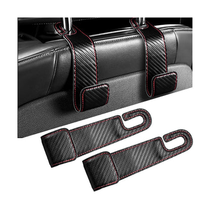 2PCS Car Seat Headrest Hook, Leather Vehicle Seatback Organizer Hanger for Hanging Purses Bags Coats, Auto Seat Back Storage Hook Accessories, Universal for SUV, Sedan, Truck (Black)