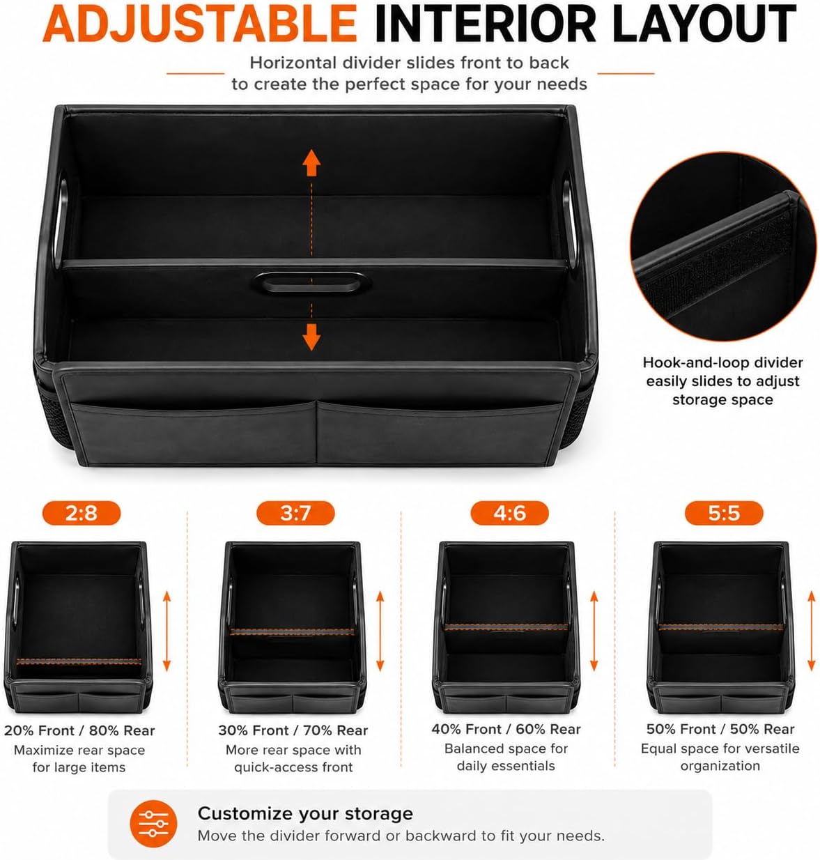 Car Storage Organizer, Reinforced Dividable Car Backseat Organizers