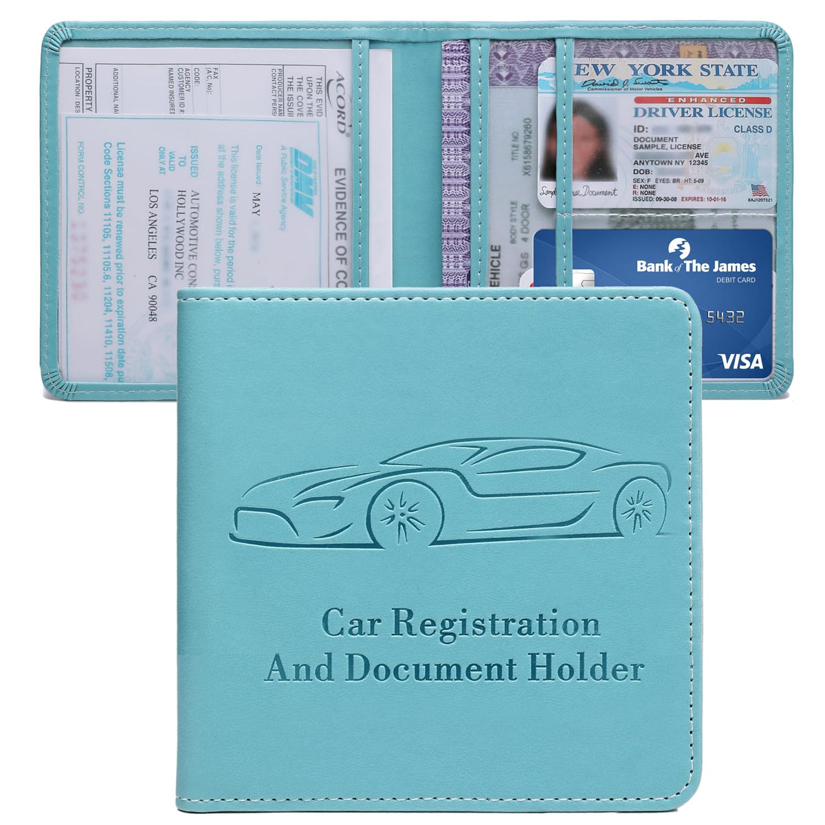 Car Registration and Insurance Holder, Vehicle Glove Box Car Organizer with Magnetic Closure for Documents, Cards, License Car Organization, 1-Pack Black
