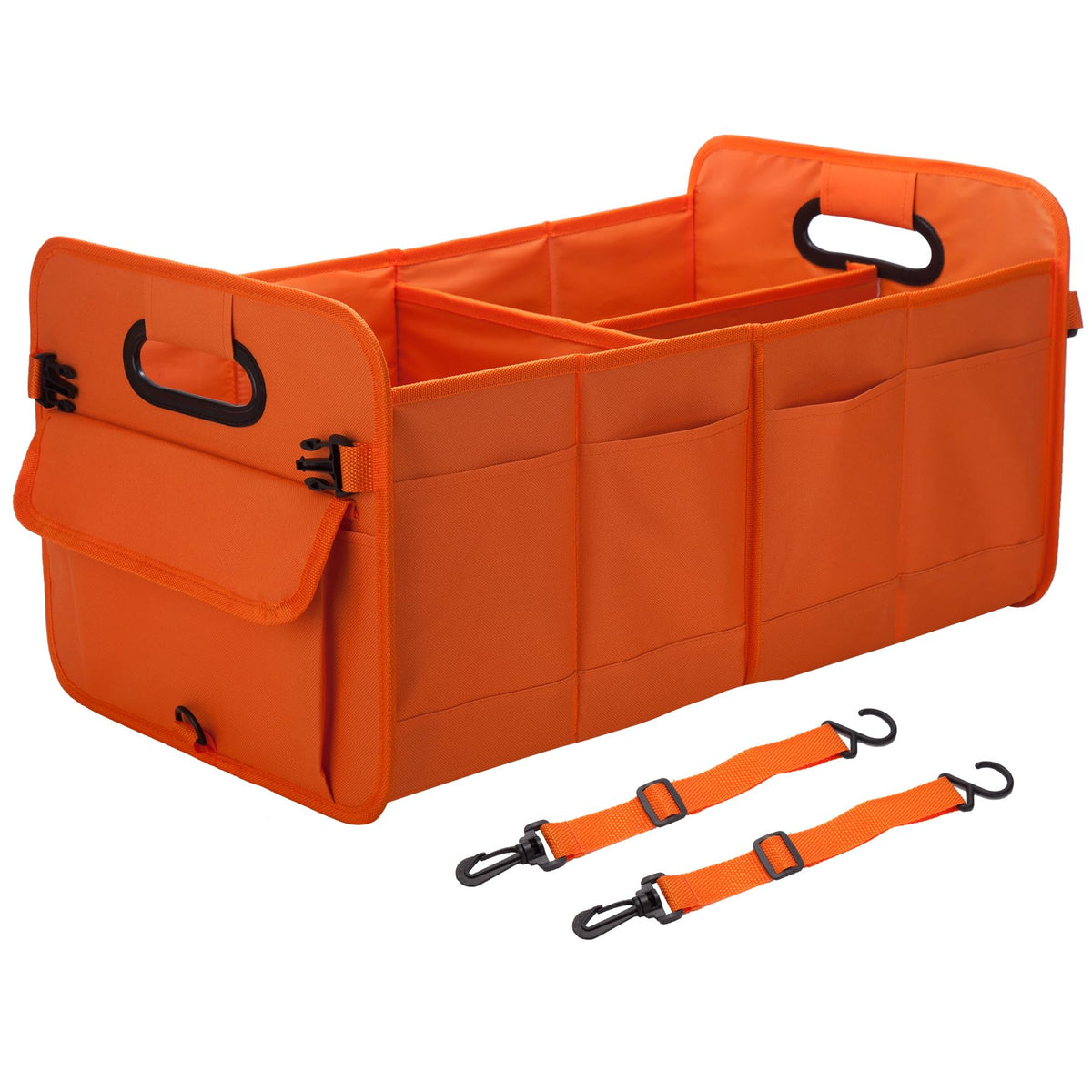 titiyiof Trunk Organizer For Suv & Sedan,Car Organizers and Storage, Waterproof Collapsible & Adjustable Straps,70L Sturdy Car Organization for Car Accessories, Tools,Sundries,2-3Compartment（Orange