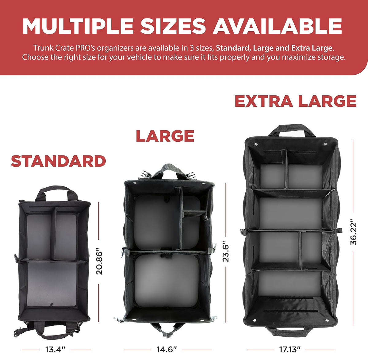 Car Trunk Organizer for SUV & Truck Cargo Storage, Large, Black