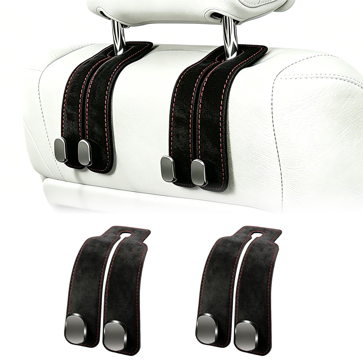 Amelity Car Headrest Hooks, Purse Hook for Car 2 Pack Gray