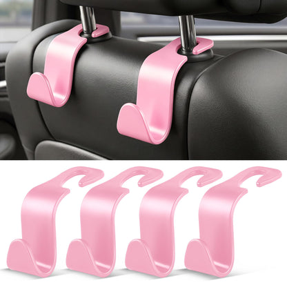 SINGARO 4 Pack Car Seat Headrest Hooks, Vehicle Back Seat Hanger Storage Organizer for Purse Handbag Backpack Coat Grocery, 360° Rotating Heavy Duty Holds 44lbs, Black
