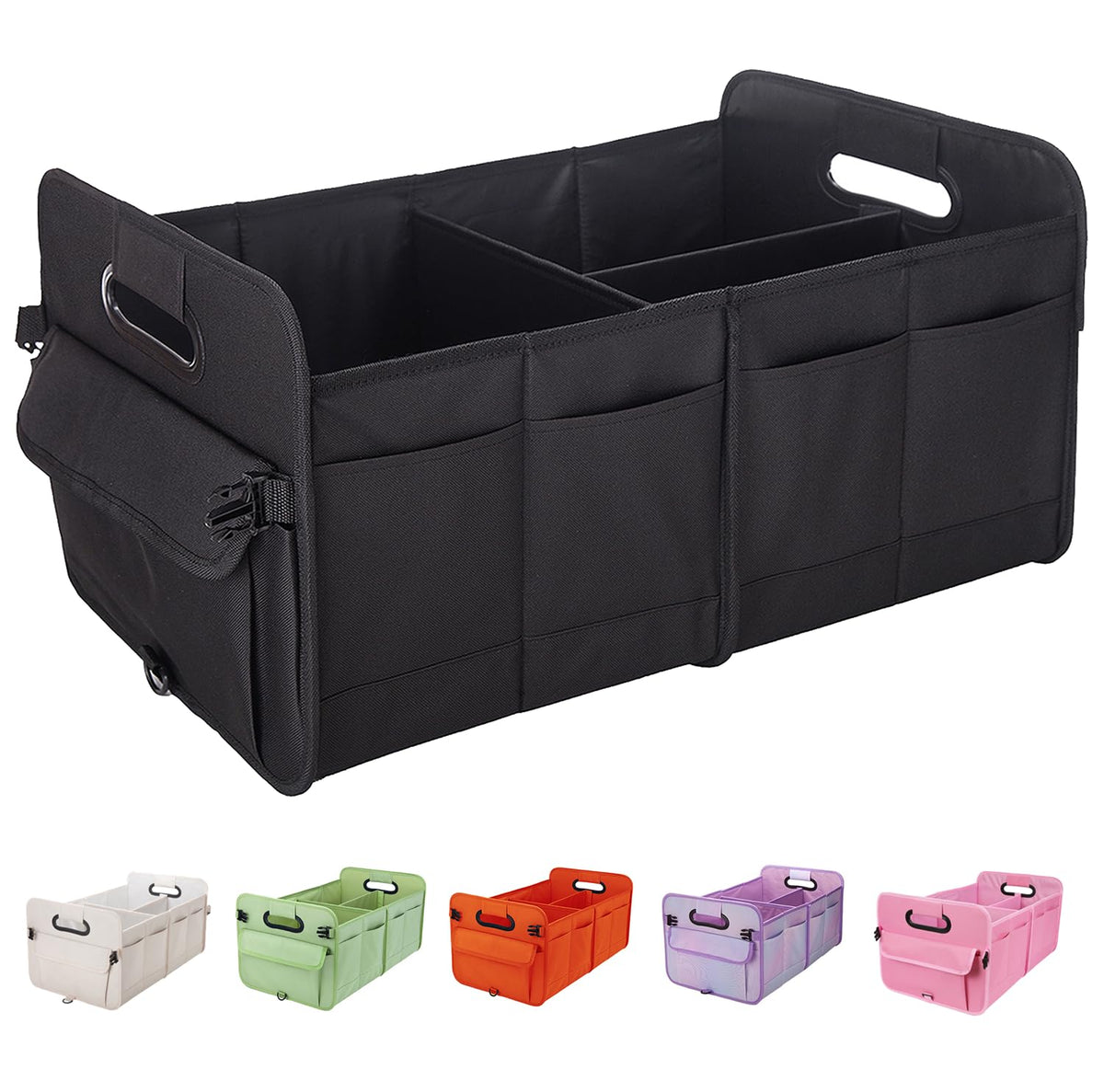 titiyiof Trunk Organizer For Suv & Sedan,Car Organizers and Storage, Waterproof Collapsible & Adjustable Straps,70L Sturdy Car Organization for Car Accessories, Tools,Sundries,2-3Compartment（Orange