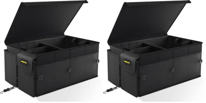 MIKKUPPA Trunk Organizer with Lid - 95L Collapsible Car Organizer, Black