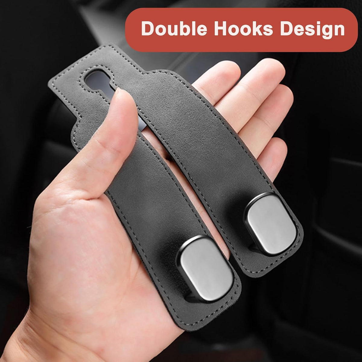 Amelity Car Headrest Hooks, Purse Hook for Car 2 Pack Gray