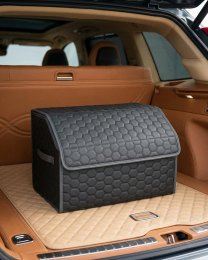 Owleys Trunk Organizer for Car, Lid, PU Leather, 21.6in 50L, 1pc, Black