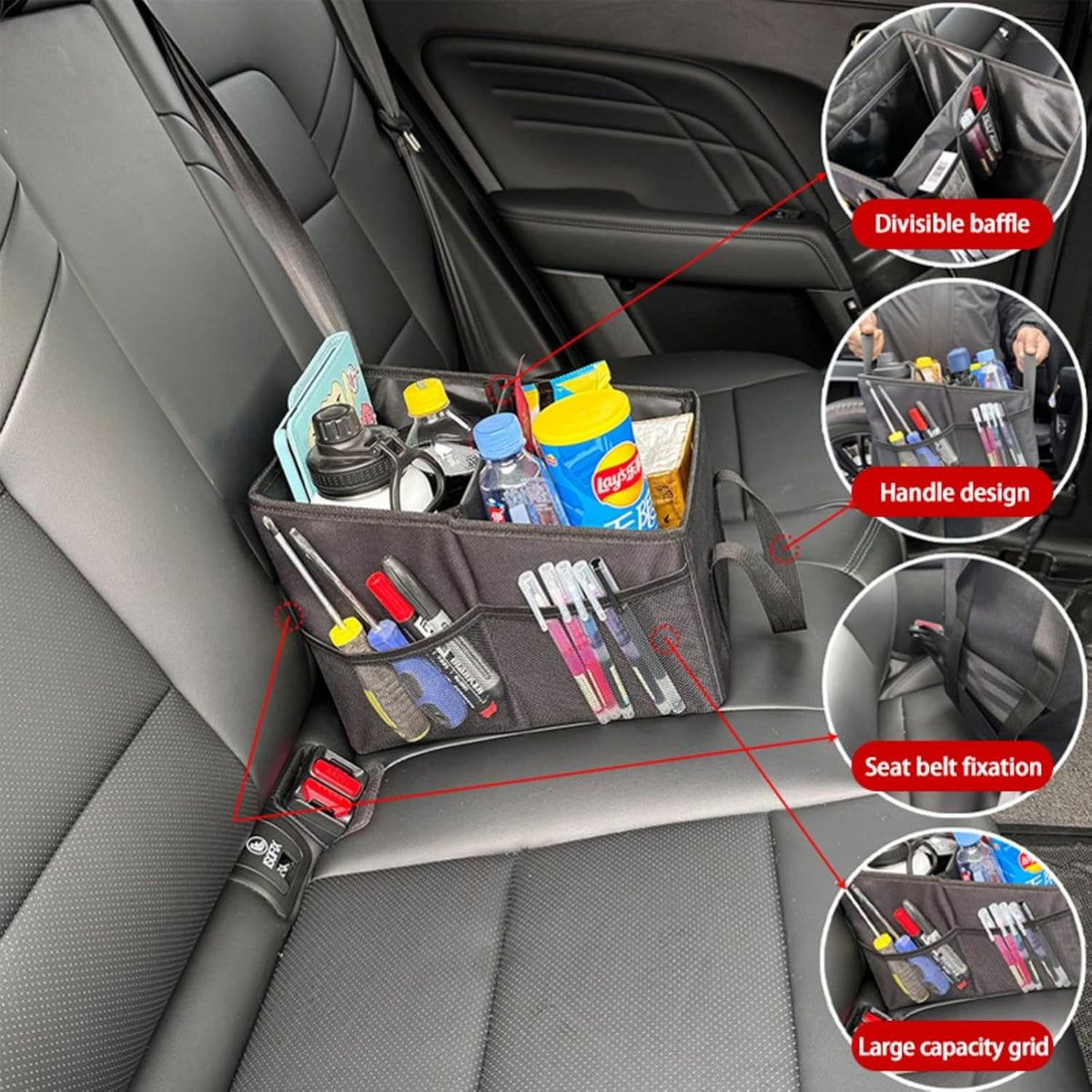 Car Organizer - Car Organizers and Storage, Collapsible Small Car Seat Storage Organizer for Console Front/Back, Automotive Backseat Organizer Passenger Seat Organizer