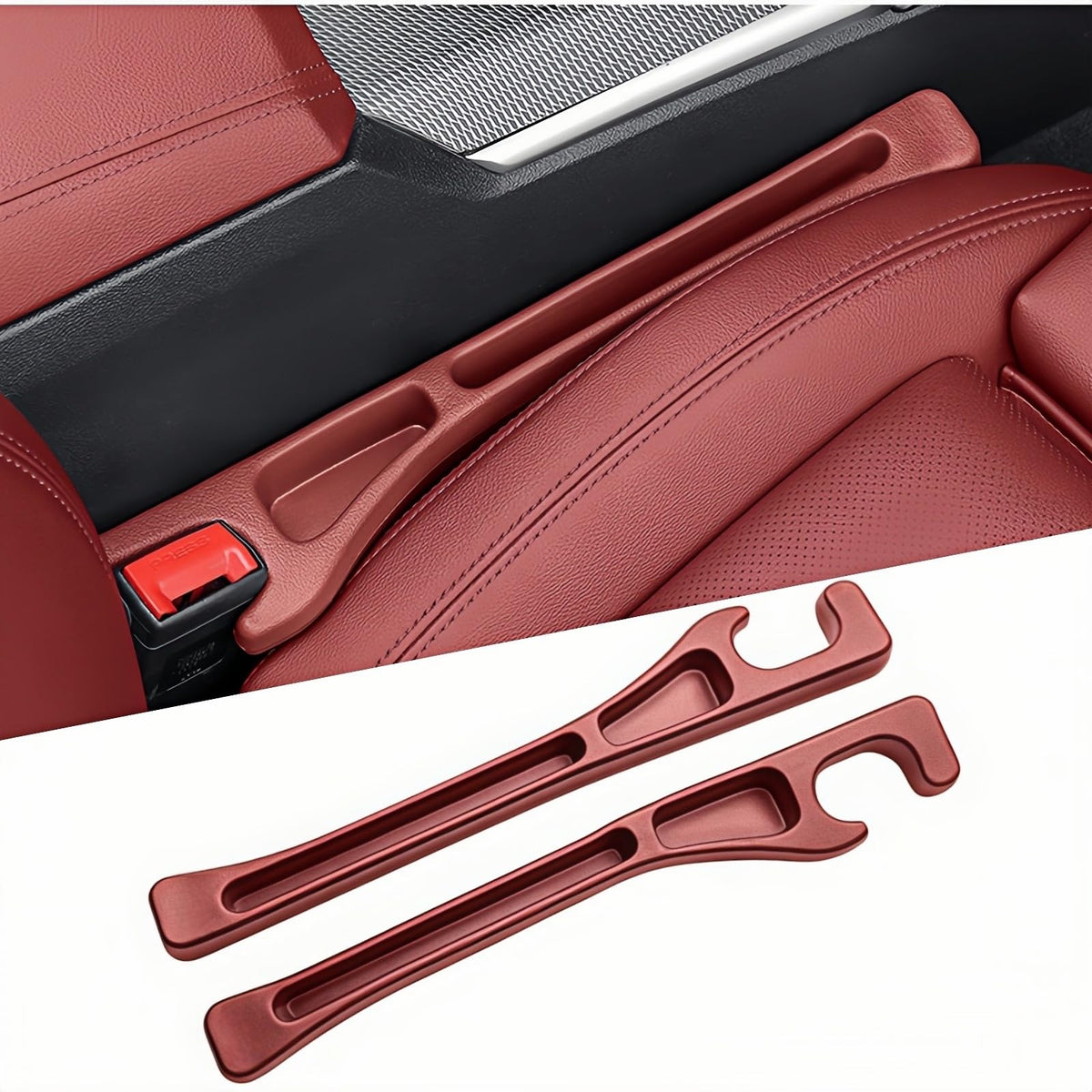 Car Seat Gap Filler 2 Pack, Upgraded 3-in-1 Car Seat Gap Plug Organizer with Storage Slot & Hook, Universal Fit No-Drop Seat Side Gap Seam Filler Between Seat & Console for Car, SUV, Truck