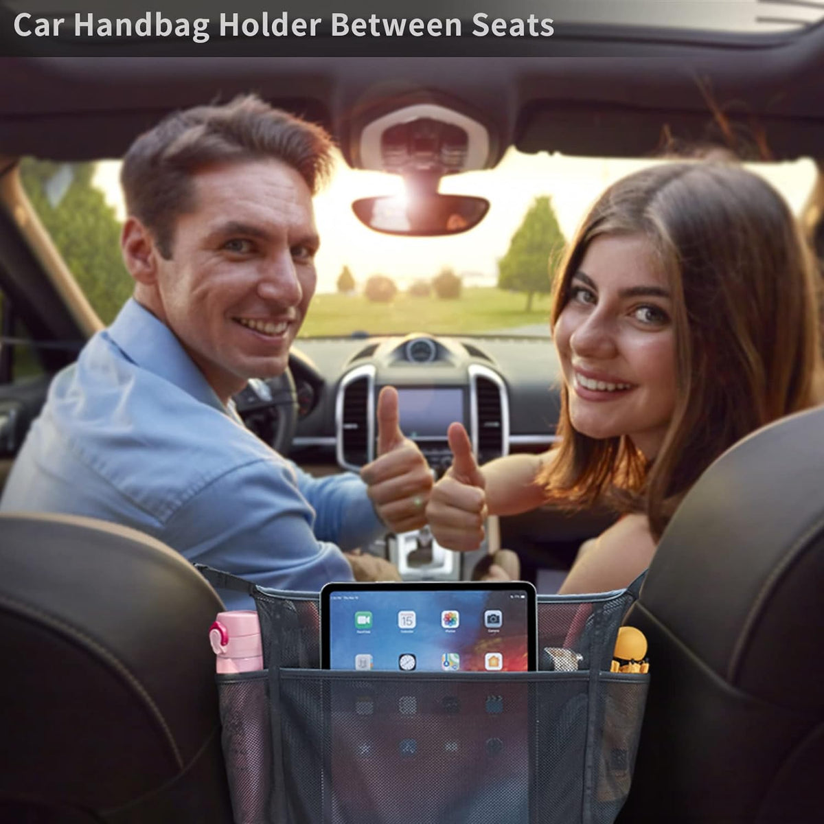 WLLWOO Car Net Pocket Organizer Purse Holder Console Front Seat Storage