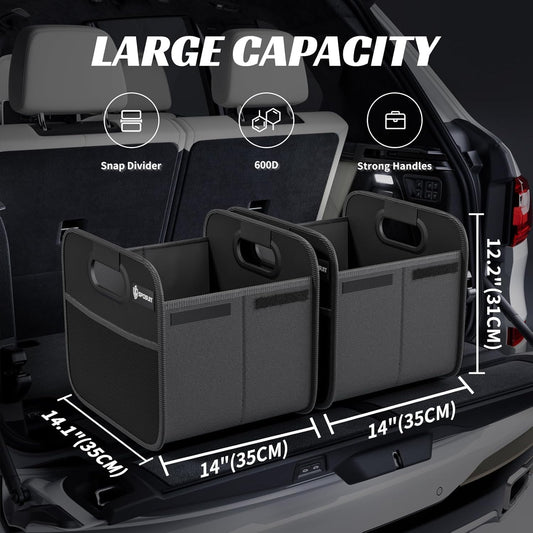 Sposuit Trunk Organizer for Car - Split Car Storage Organizer, Black, 2 Pcs