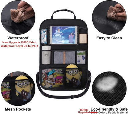 ONE PIX Backseat Car Organizer Mats Back Seat Organizers and Storage Bag with Touch Screen Tablet Holder for Kids Toddlers Car Seats, Travel Accessories, Road Trip Essentials Kids