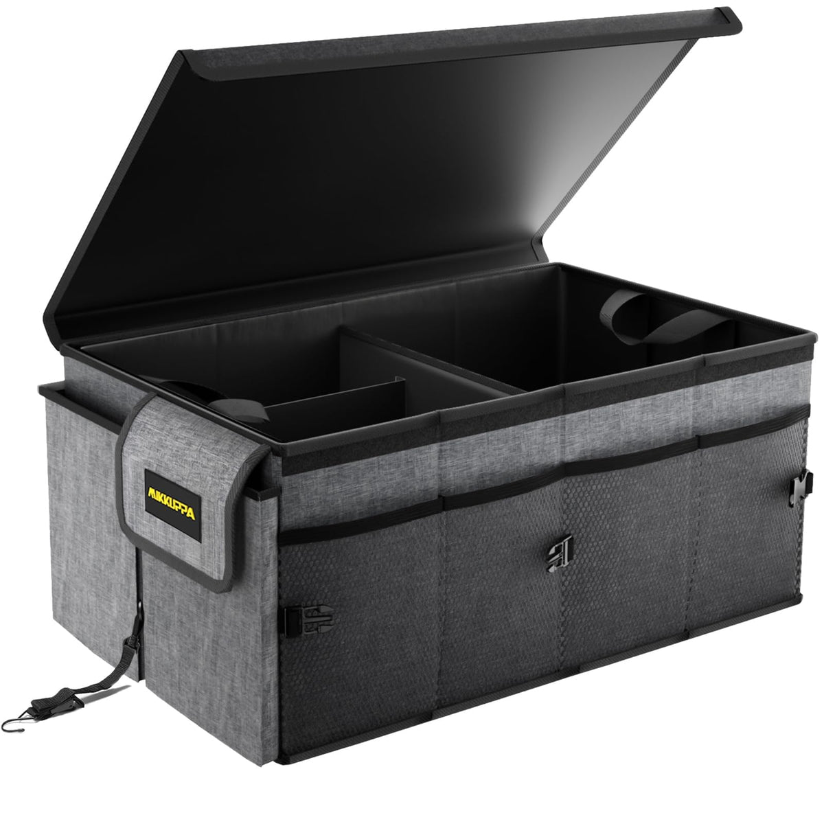 MIKKUPPA Trunk Organizer with Lid - 95L Collapsible Car Organizer, Black