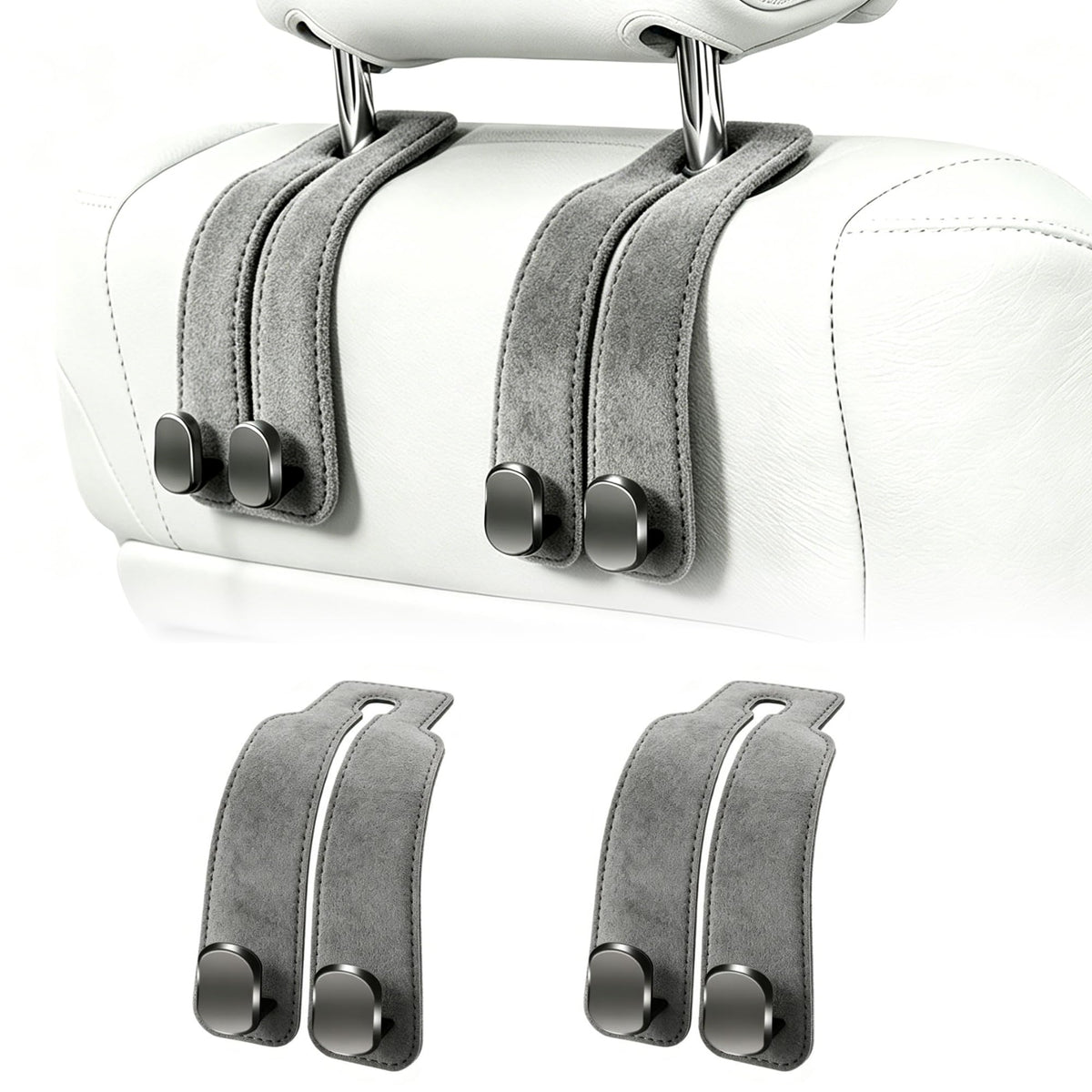 Amelity Car Headrest Hooks, Purse Hook for Car 2 Pack Beige