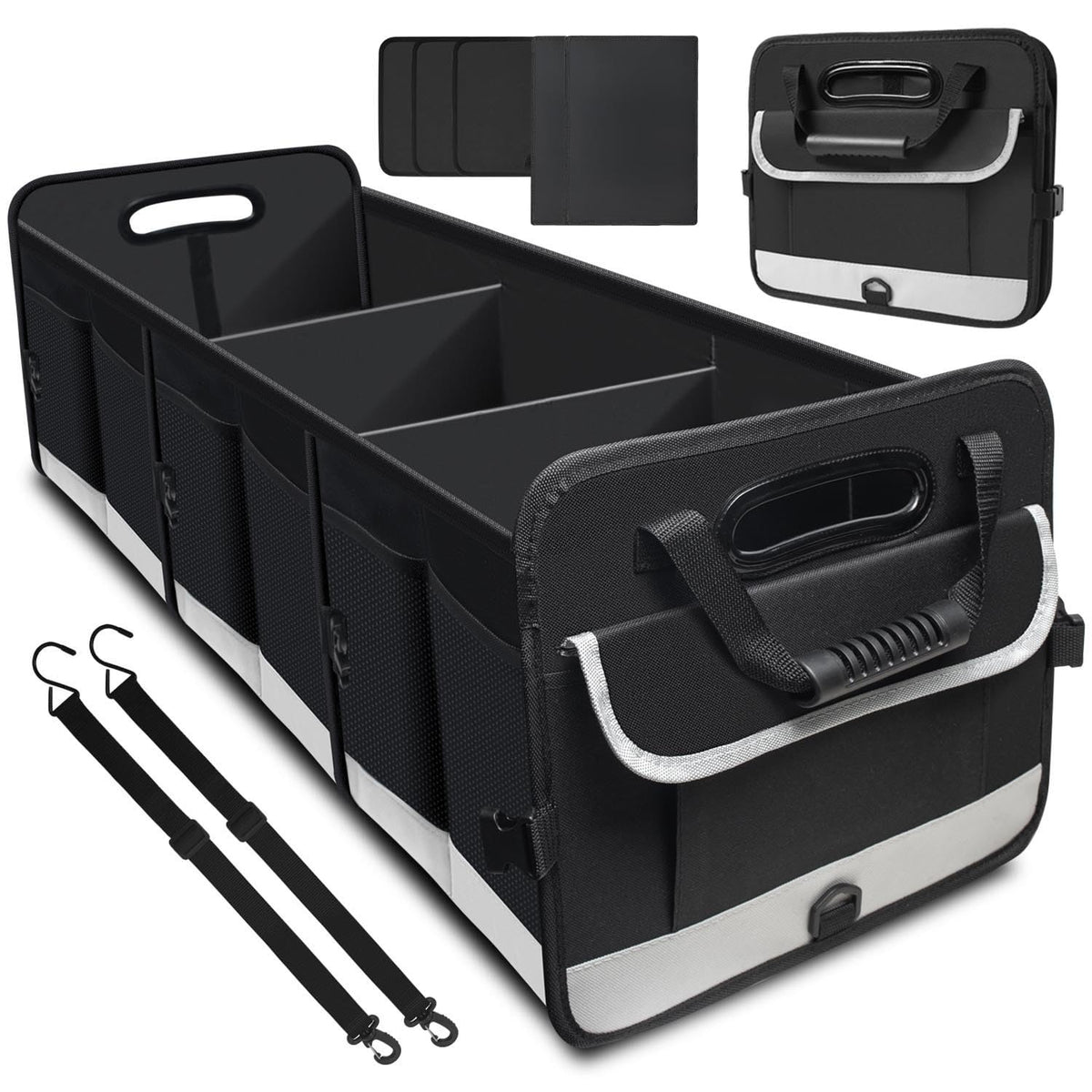 AOPHY Trunk Organizer - 95L Extra Large Capacity SUV Cargo Storage, Collapsible Waterproof Design with Non-Slip Bottom & Retractable Straps, Car Organizers for SUV, Truck, Sedan