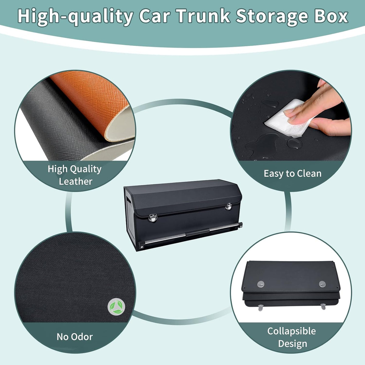 Car Trunk Organizer Leather Car Storage Organizer with Lid Car Organizer