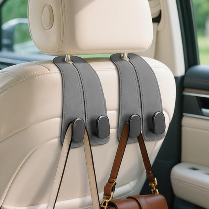 Car Seat Headrest Hooks, 2PCS Universal Car Purse Hook Leather Car Bag Hook