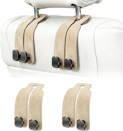 Amelity Car Headrest Hooks, Purse Hook for Car 2 Pack Beige